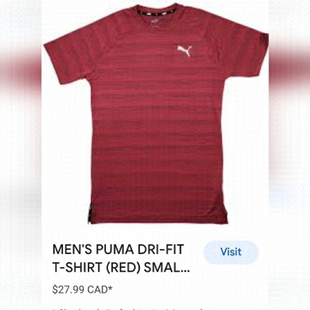 Puma t shirt  Mens Size S  Burgandy regular fit, new!
